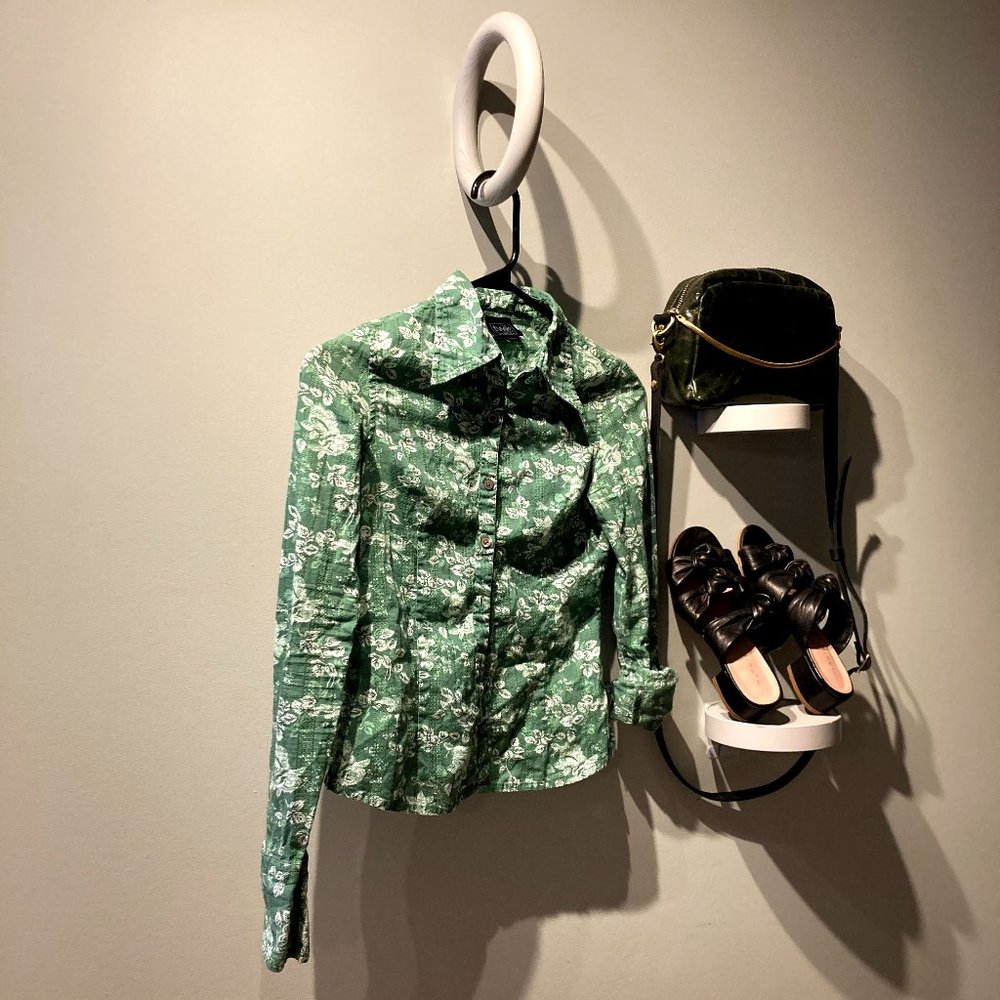 SIMONS TWIK — Western Rose Green Button Down